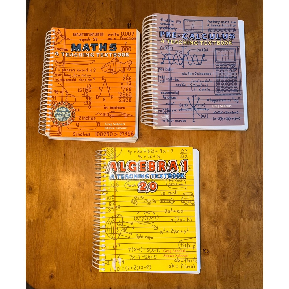 Teaching Textbooks Math 5 Algebra 1 2.0 Pre-Calculus Greg Sabouri Set of 3
